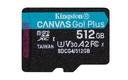 microSDXC Canvas Go Plus Kingston Technology 512 GB Gen4 200R A2 U3 Confezione singola senza ADP