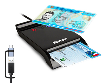 [HUSCR-NFCX] Hamlet HUSCR-NFCX lettore di card readers Interno USB USB Type-A/USB Type-C Nero