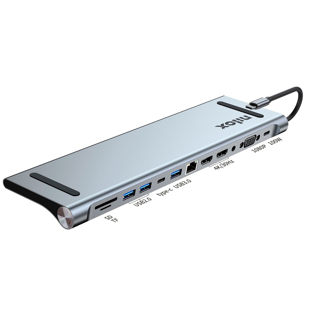 [NXDSUSBC07] Nilox NXDSUSBC07 replicatore di porte e docking station per laptop Dock Grigio