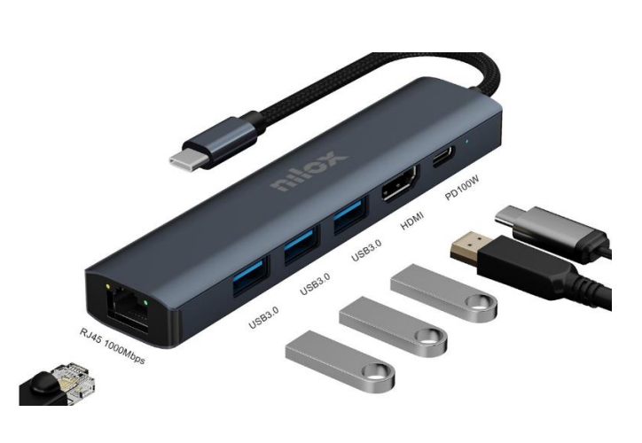 [NXDSUSBC06] Nilox NXDSUSBC06 docking station per dispositivo mobile Grigio