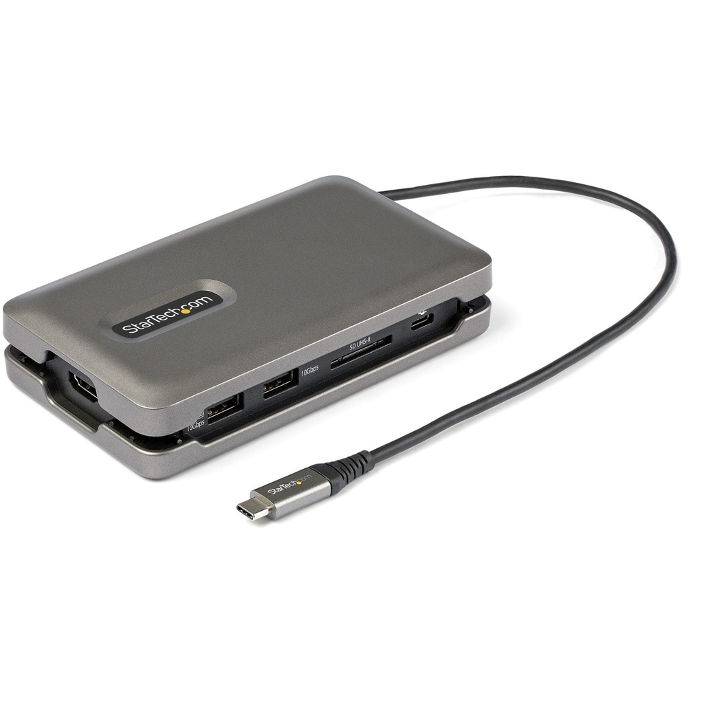 [DKT31CSDHPD3] StarTech.com Adattatore Multiporta USB C - Da USB C a HDMI 2.0 4K 60Hz - Hub USB 2 Porte 10Gbps - 100W Power Delivery Pass-through - GbE - SD/MicroSD - Mini DockStation USB Type-C - Cavo da 25cm