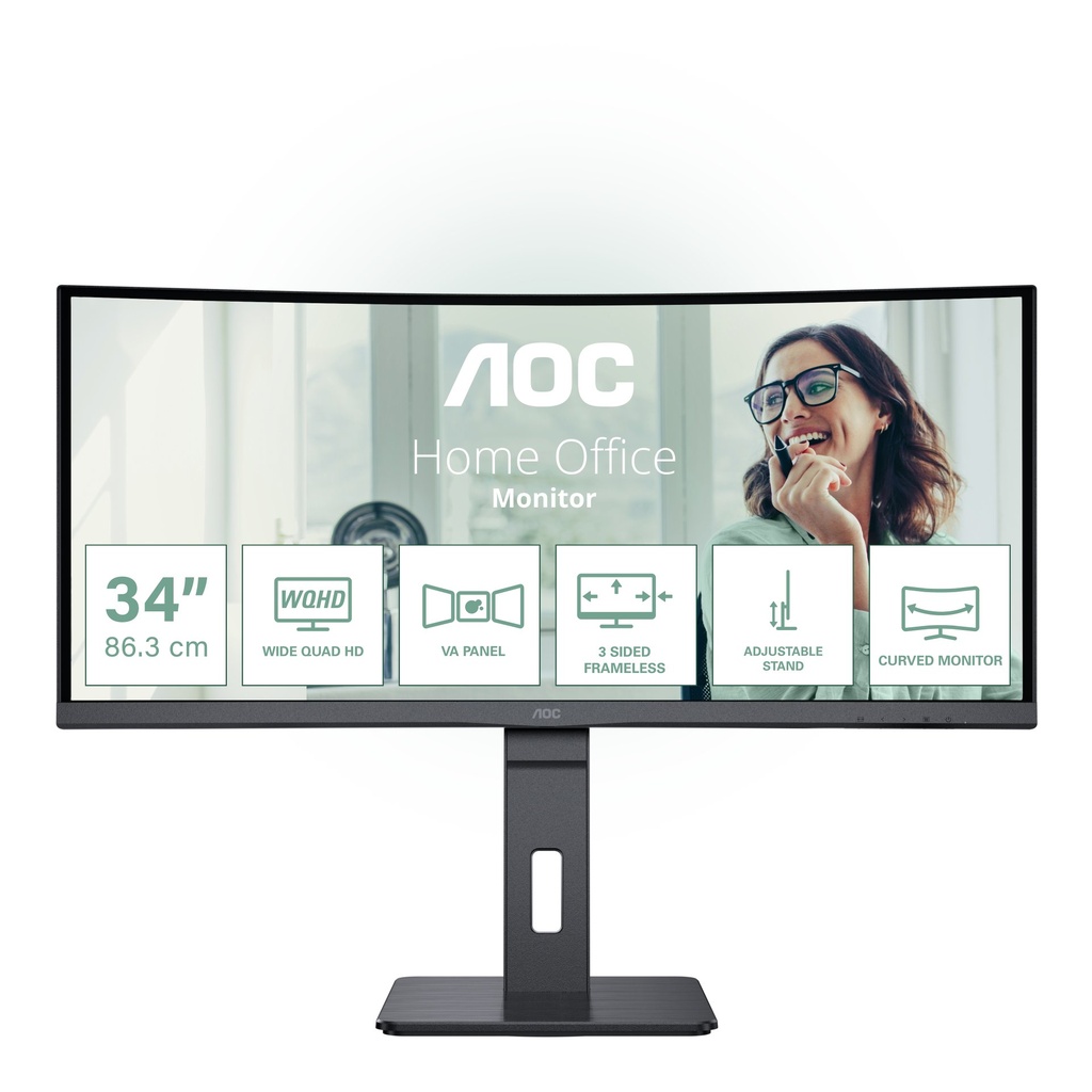 [CU34P3CV] AOC CU34P3CV computer monitor 86.4 cm (34") 3440 x 1440 pixels UltraWide Quad HD LED Black