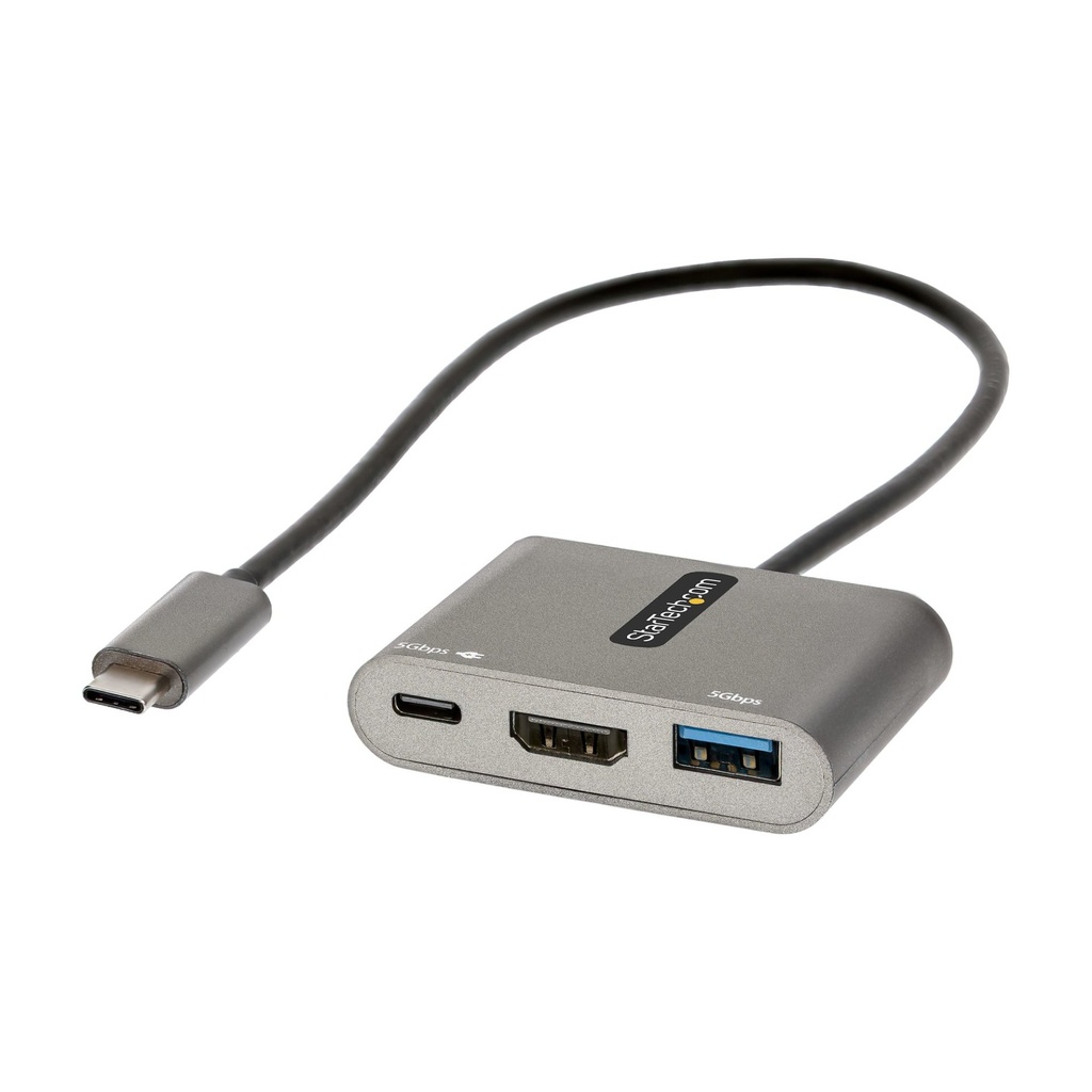 [CDP2HDUACP2] StarTech.com Adattatore multiporta USB C - USB-C a HDMI 4K - 100W PD Pass-Through - Hub USB 3.0 5Gbps (1xType-C/1xA) - Mini Dock USB-C - Dock USB-C da Viaggio - Docking Station Portatile per Laptop