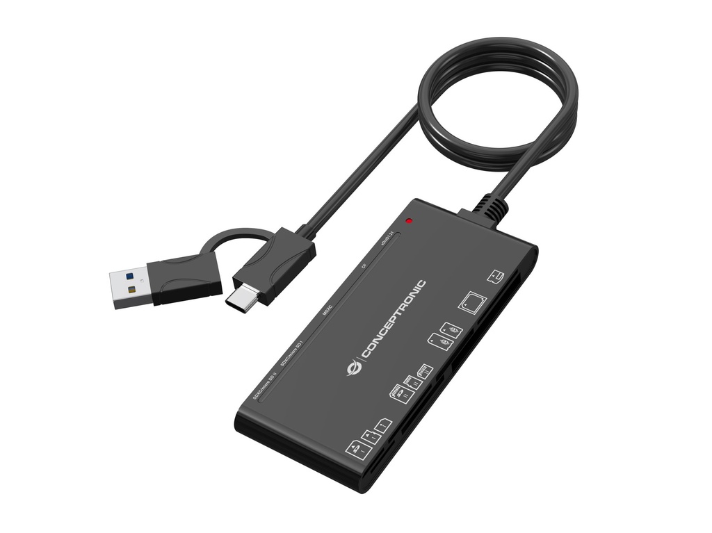 [BIAN10B] Conceptronic BIAN10B lettore di schede USB 3.2 Gen 1 (3.1 Gen 1) Type-A/Type-C Nero