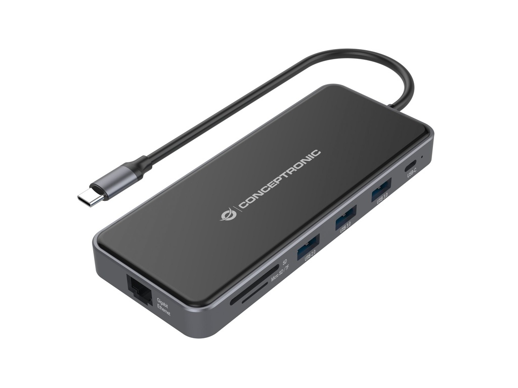 [DONN015G] Conceptronic DONN15G replicatore di porte e docking station per laptop Cablato USB 3.2 Gen 1 (3.1 Gen 1) Type-C Grigio