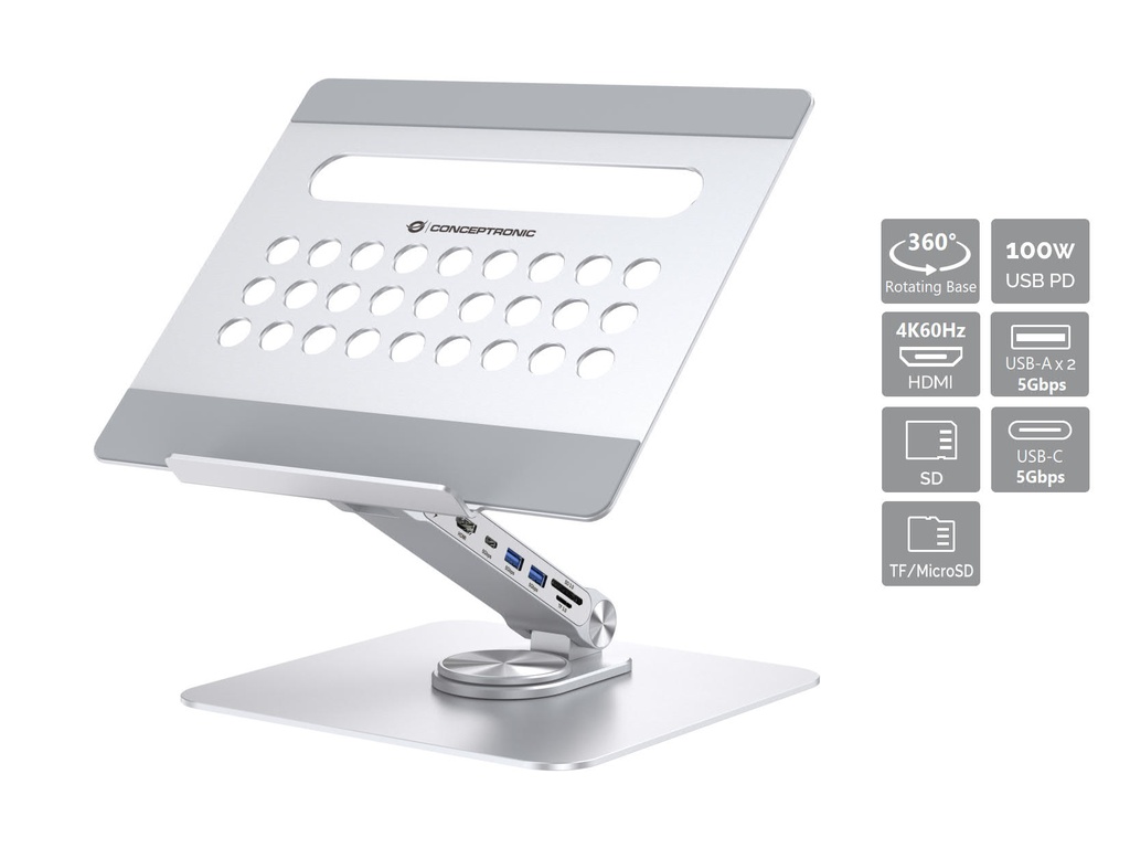 Conceptronic DONN27G supporto per laptop Supporto per computer portatile Argento