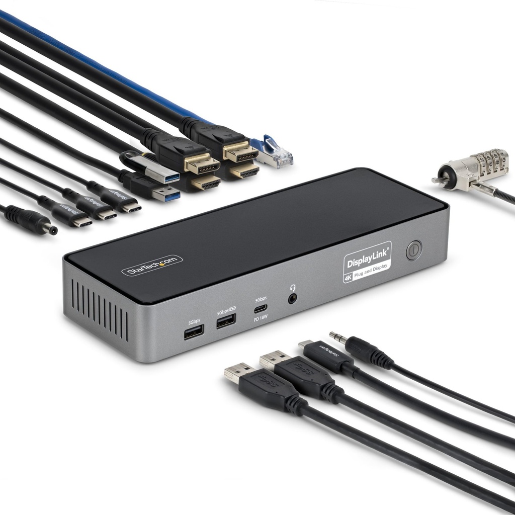 [DK30C2DPEPRUE] StarTech.com Adattatore Multiporta USB-C per Tre Monitor, Docking Station HDMI o DisplayPort 4K60Hz; Mini Dock USB Type-C, PD 140W per MacBook Pro e Windows, TAA