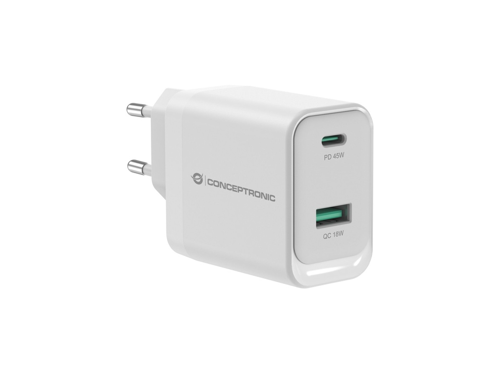[ALTHEA20W45] Conceptronic ALTHEA20W45 Caricabatterie per dispositivi mobili Universale Bianco AC Ricarica rapida Interno