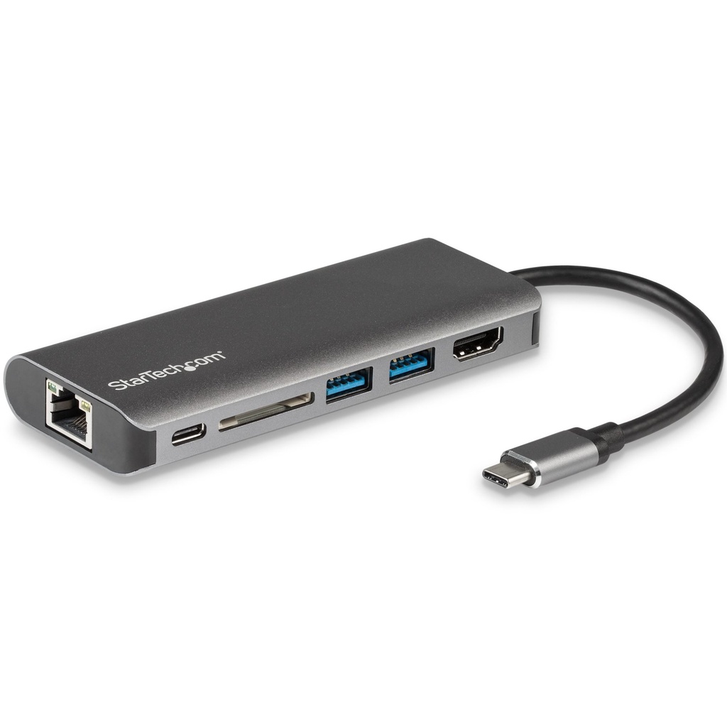 [DKT30CSDHPD] StarTech.com Adattatore Multiporta USB C, Dock USB-C Portatile con HDMI 4K, Hub 3x USB 3.0, SD/SDHC, GbE, PD 60 W Pass-Through - USB Tipo-C/Thunderbolt 3 - SOSTITUITO DA DKT30CHSDPD1
