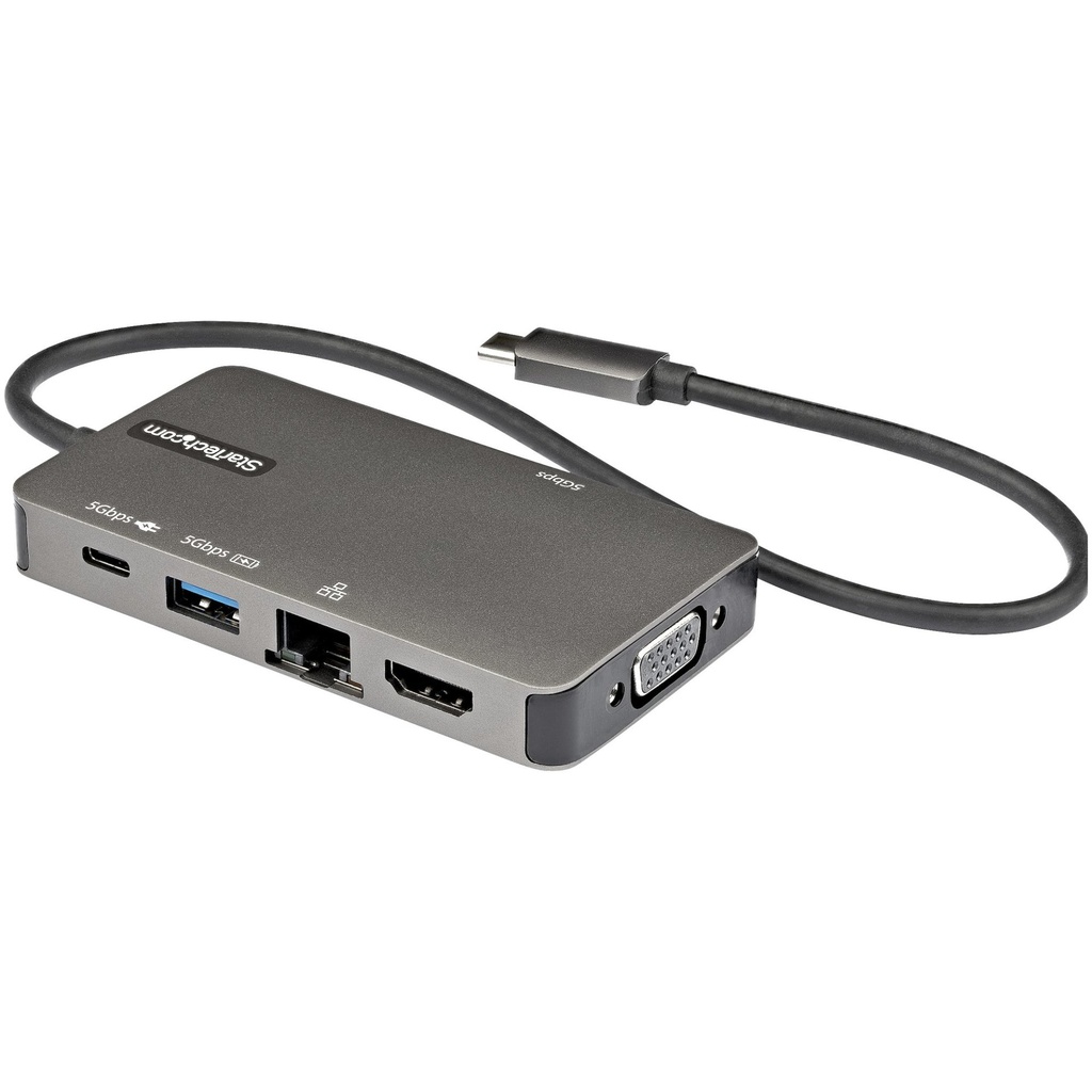 [DKT30CHVPD2] StarTech.com USB-C Multiport Adapter - USB-C to 4K 30Hz HDMI or 1080p VGA - USB Type-C Mini Dock w/ 100W Power Delivery Passthrough, 3-Port USB Hub 5Gbps, GbE - 12" (30cm) Attached Cable