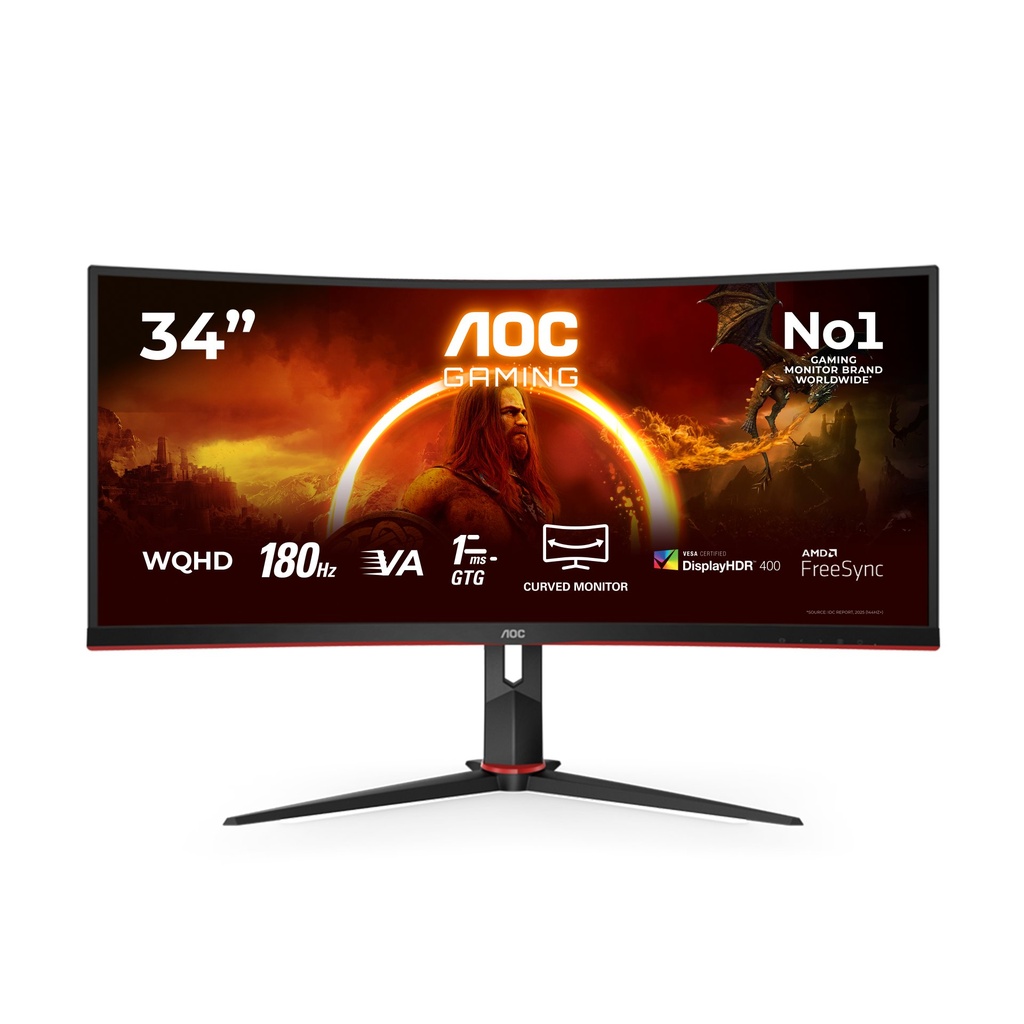 AOC G2 CU34G2XP computer monitor 86.4 cm (34") 3440 x 1440 pixels UltraWide Quad HD LED Black, Red