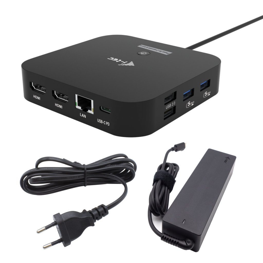 i-tec USB-C Dual HDMI Docking Station with Power Delivery 100 W + Universal Charger 100W Wired USB 3.2 Gen 2 (3.1 Gen 2) Type-C Black