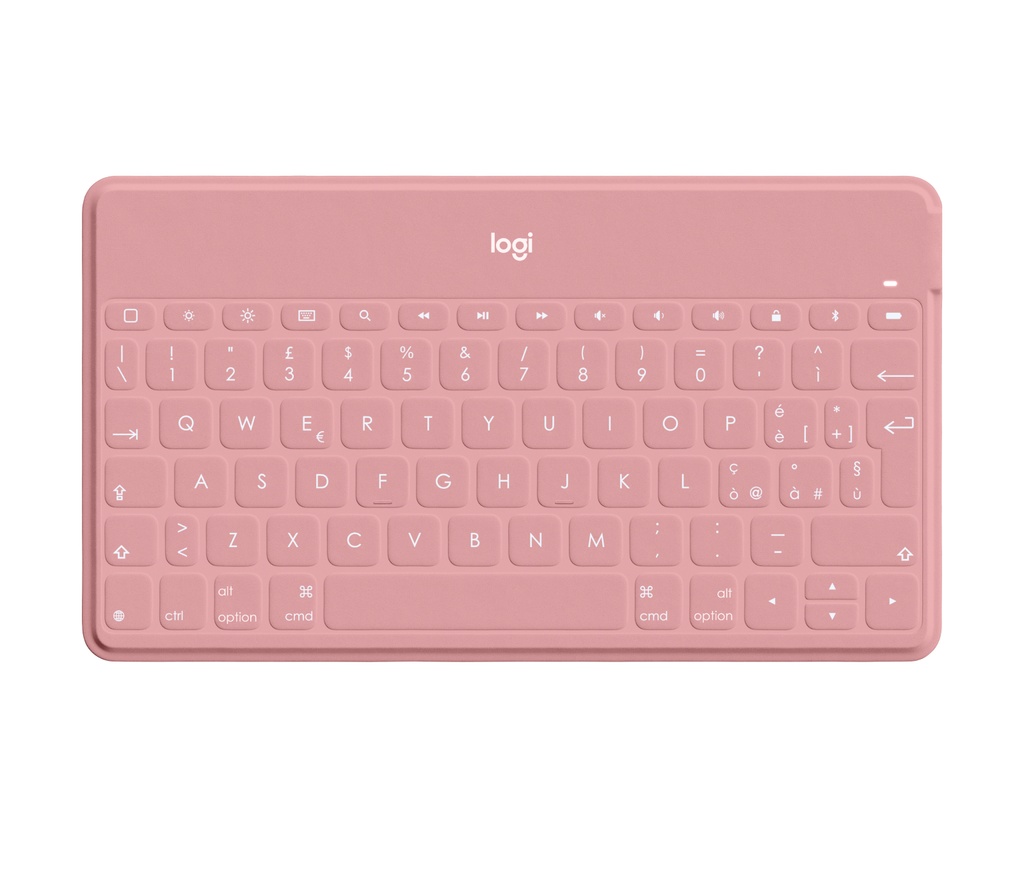 [920-010041] Logitech Keys-To-Go Tastiera Bluetooth, Sottile e Leggera, per iPhone, iPad, Apple TV e tutti i dispositivi iOS. Rosa