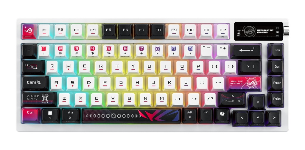 [90MP044F-BKUA30] ASUS ROG Azoth X keyboard Gaming USB + RF Wireless + Bluetooth Black, White