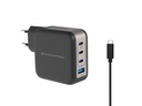 Conceptronic 4-Port 100W GaN USB PD Charger with USB-C Charging Cable, USB-C x 3, USB-A x 1, QC 3.0, PPS