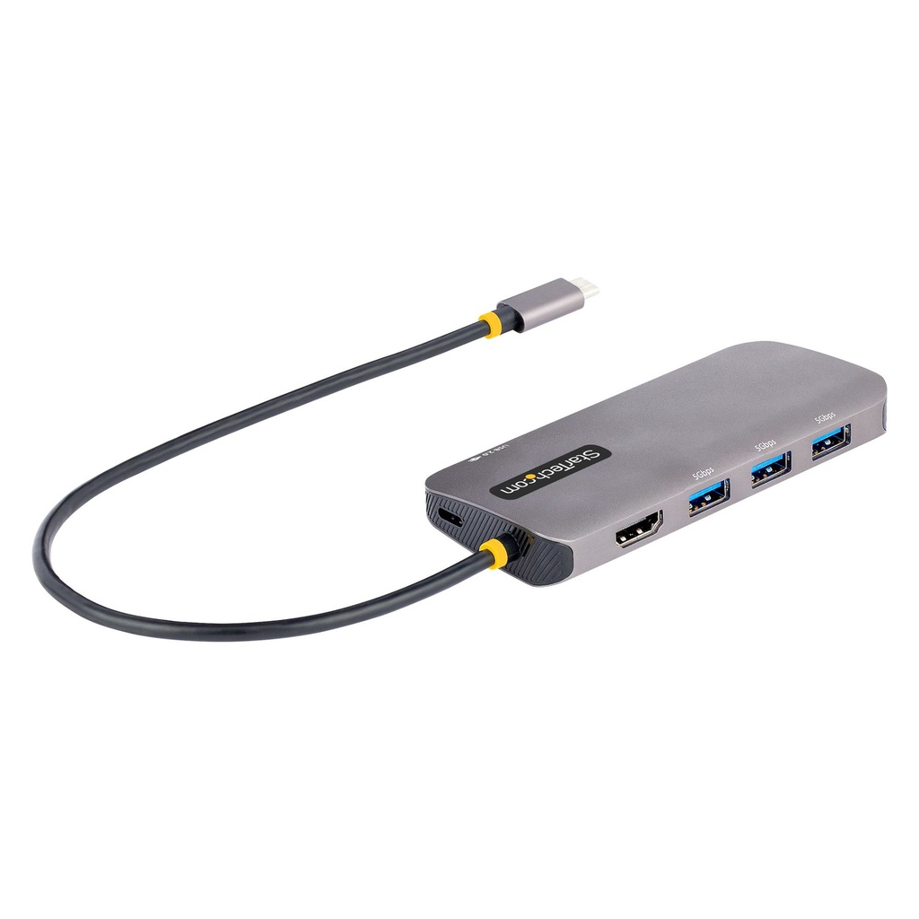 [127B-USBC-MULTIPORT] StarTech.com Adattatore USB C Multiporta, Video HDMI 4K 60Hz, Hub USB 3.2 a 3 porte USB-A 5Gbps , 100W Power Delivery Pass-Through, GbE, Cavo integrato da 30cm, Docking Station per laptop /Mini Dock da viaggio