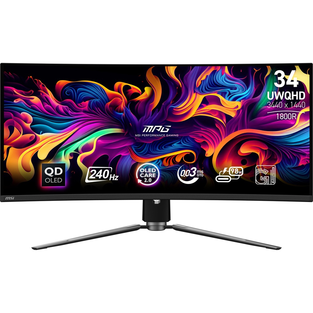 MSI MPG 341CQPX QD-OLED computer monitor 86.4 cm (34") 3440 x 1440 pixels UltraWide Quad HD Black