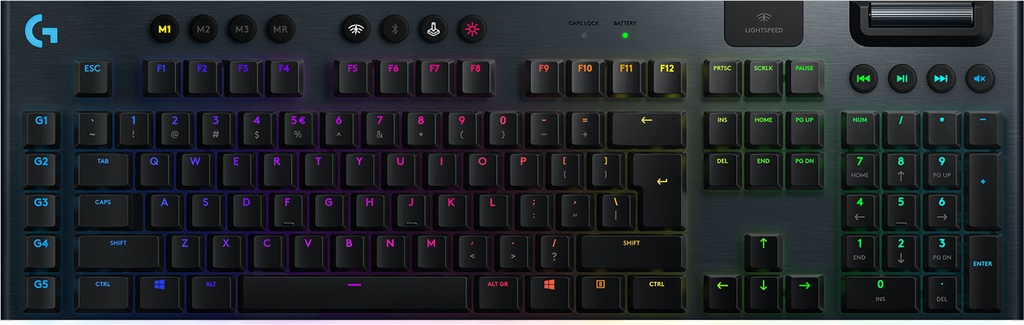[920-010591] Logitech G Logitech G915 LIGHTSPEED Tastiera Gaming Meccanica Wireless, Profilo Ribassato, GL-Tactile Switches, LIGHTSYNC RGB, Design Sottile, +30 ore di Durata della Batteria, QWERTY IT Layout, Nero