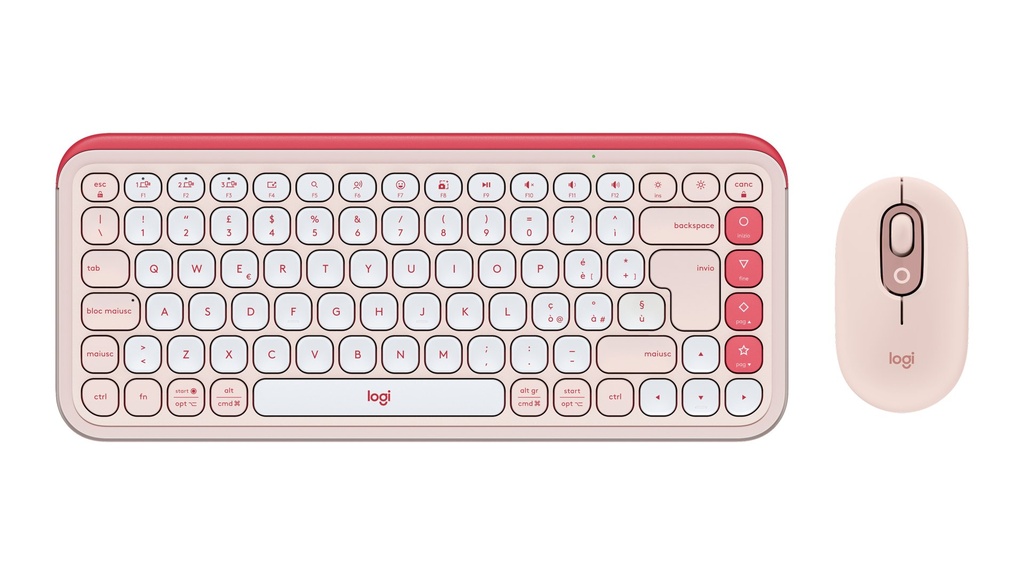 [920-013117] Logitech POP Icon Combo tastiera + Mouse Bluetooth (Rosa, Bianco)