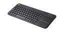 Tastiera LOGITECH RETAIL - K400 Plus- Wireless- Touchpad- Multimediale- Nera