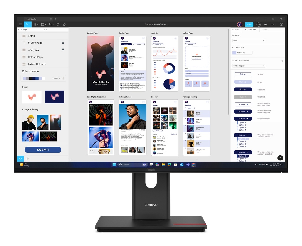 Lenovo ThinkVision T32UD-40 computer monitor 80 cm (31.5") 3840 x 2160 pixels 4K Ultra HD LCD Black