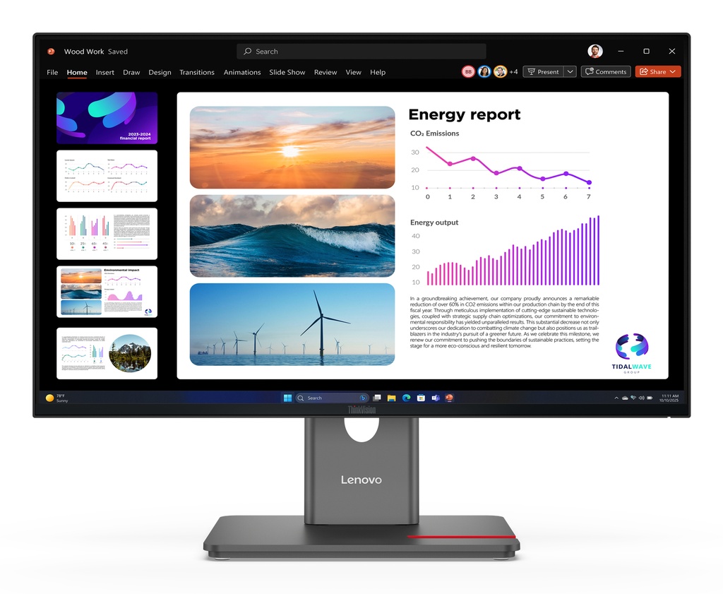 Lenovo ThinkVision P24Q-40 computer monitor 60.5 cm (23.8") 2560 x 1440 pixels Quad HD LCD Black