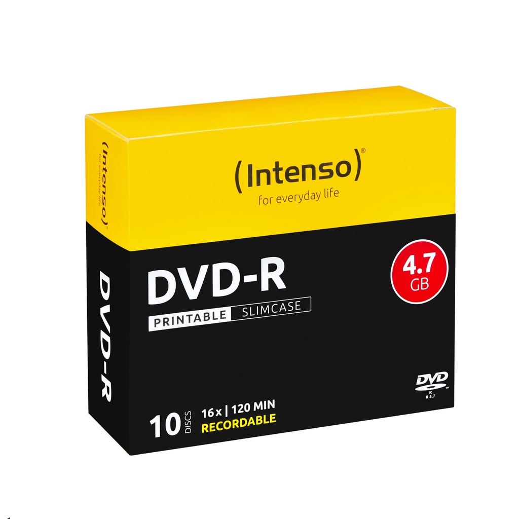 [4801652] Intenso DVD-R 4.7GB, Printable, 16x 4,7 GB 10 pz