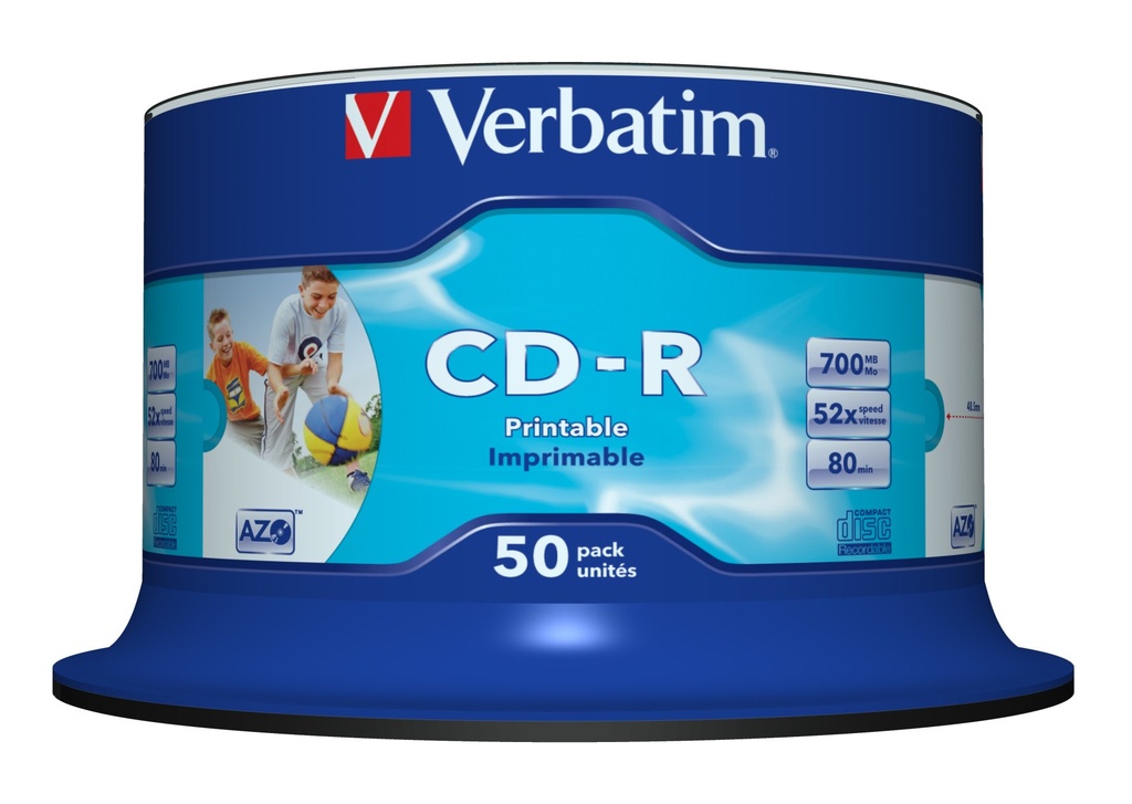 Verbatim CD-R AZO Wide Inkjet Printable no ID 700 MB 52x 50 pc(s)