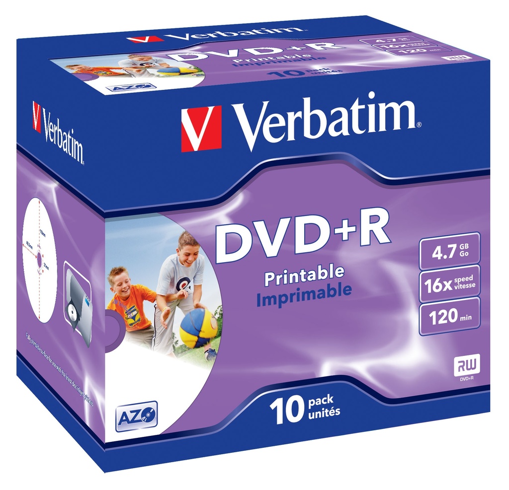 [43508/10] Verbatim DVD+R Wide Inkjet Printable ID Brand