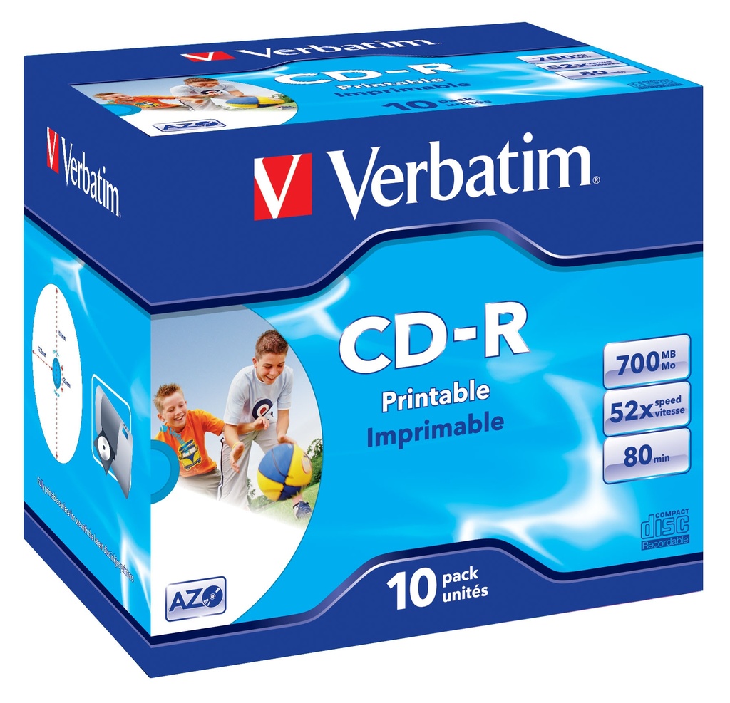 [43325/10] Verbatim CD-R AZO Wide Inkjet Printable 700 MB 52x 10 pc(s)