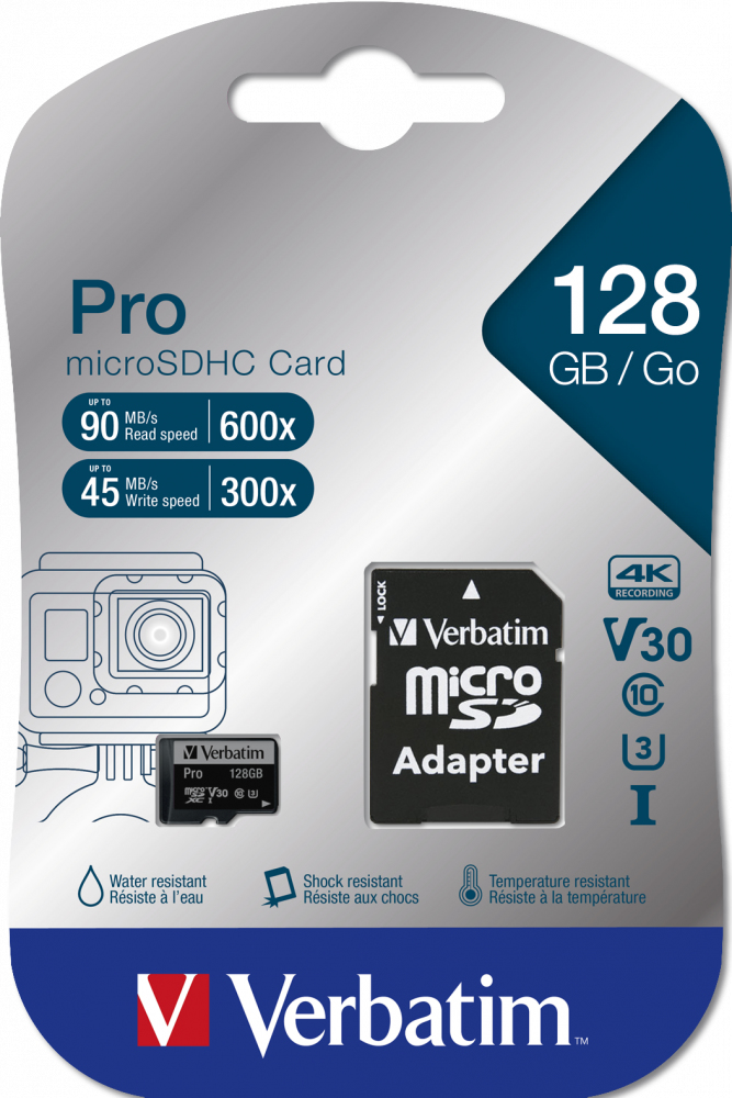 MICRO SDXC VERBATIM 128GB CARD PRO UHS-3 CLASS 10