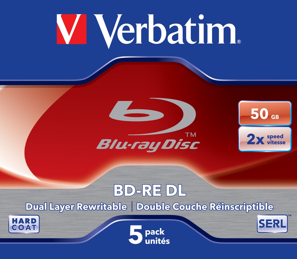 [43760] Verbatim BD-RE DL 50GB 2 x 5 Pack Jewel Case 5 pc(s)