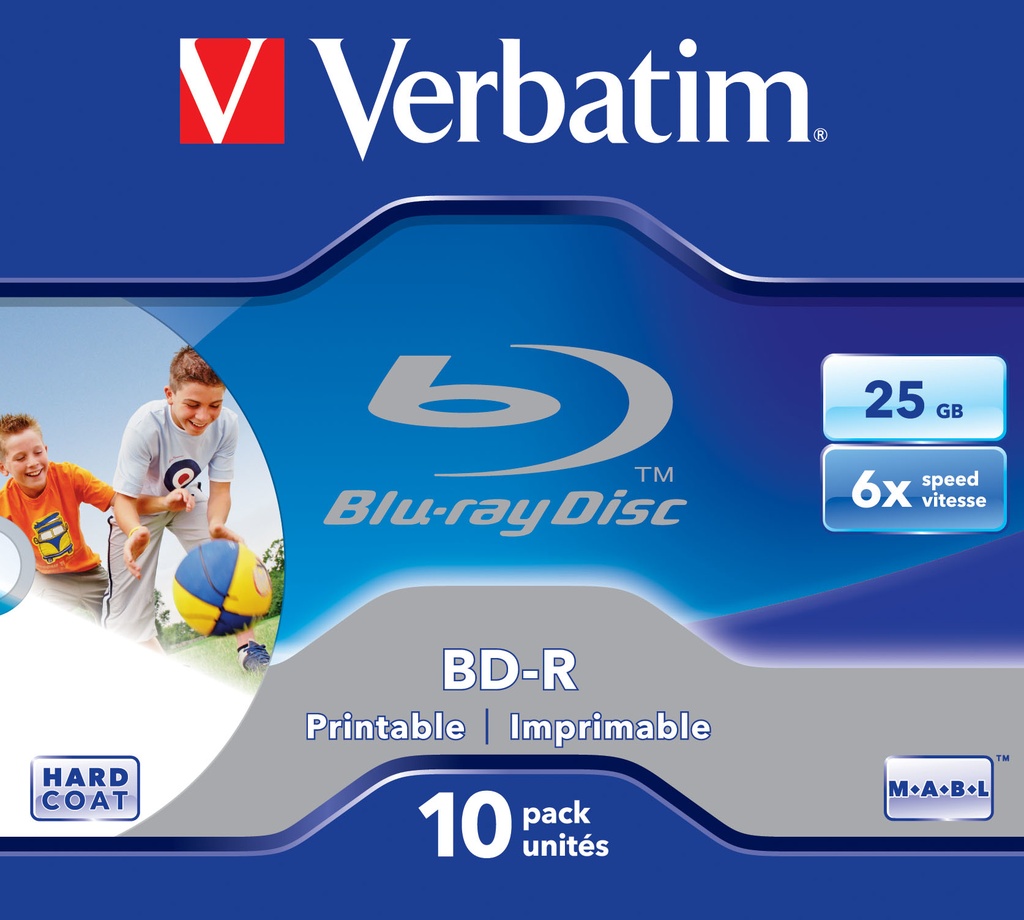 [43713/10] Verbatim BD-R SL 25GB 6x Printable 10 Pack Jewel Case 10 pc(s)