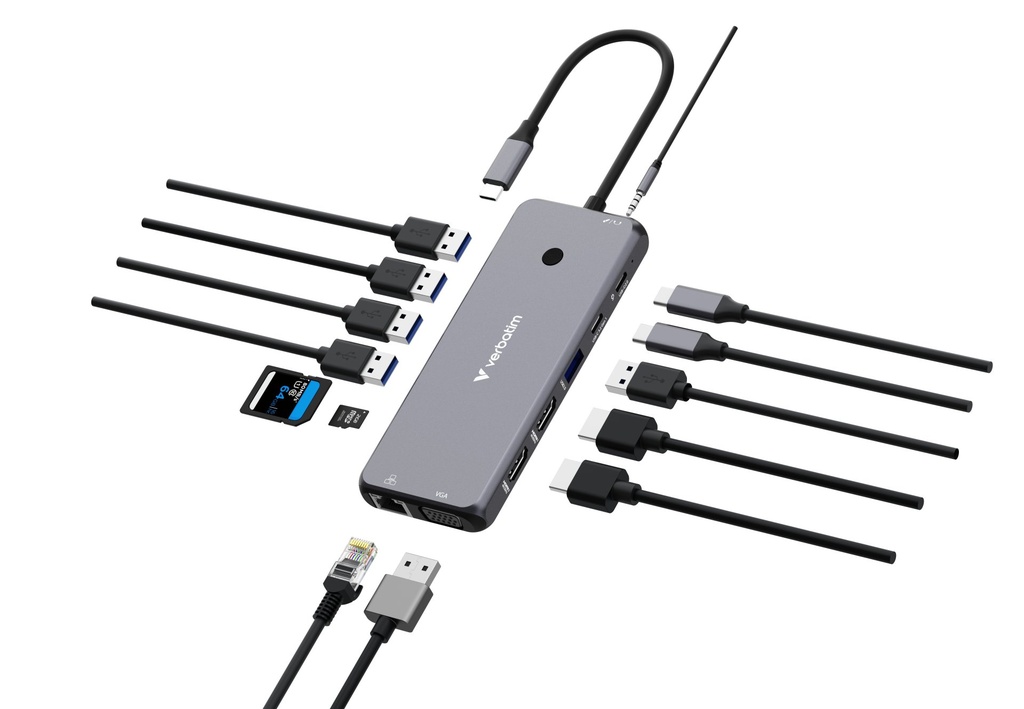 [32154V] Verbatim CMH-14 USB tipo-C 5000 Mbit/s Argento