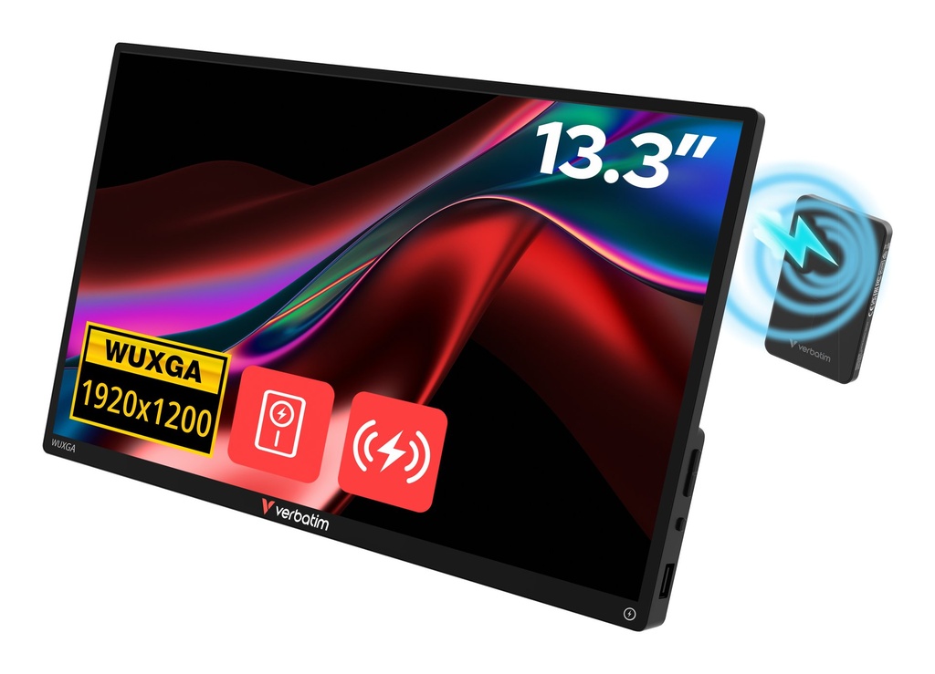 Verbatim Portable Touchscreen Monitor 13.3" WUXGA Resolution & Wireless Power Supply