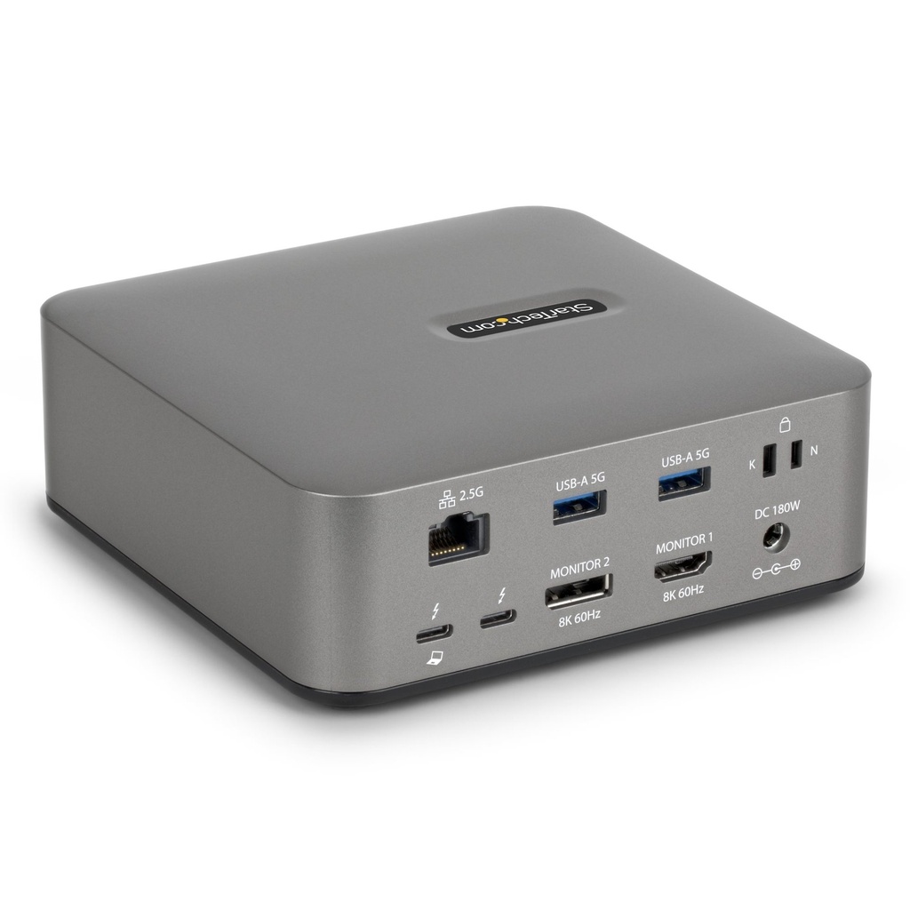 [215UE-TB5USB4DOCK] StarTech.com Docking Station Thunderbolt 5 Universale, Hub Multi-Display, 8K 60Hz o 4K 144Hz, Potenza di Banda 120Gbps, PD 140W, Ricarica Smartphone 30W, USB 10Gbps, LAN 2.5G