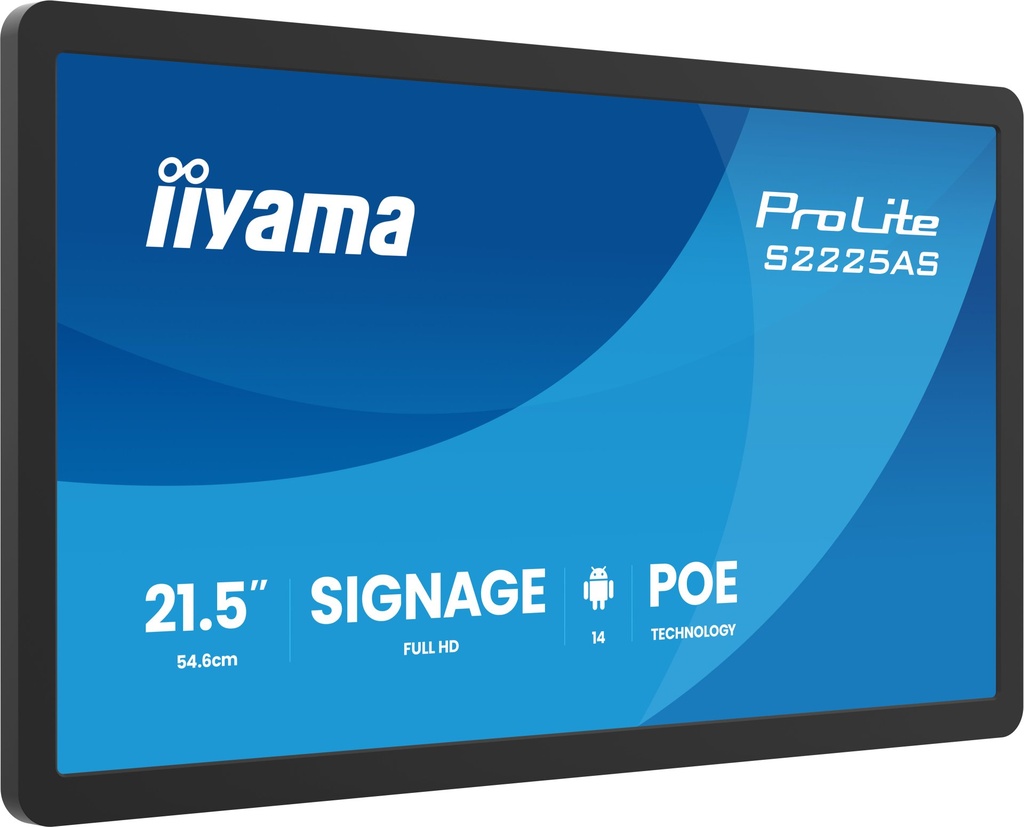 [S2225AS-B1P] iiyama ProLite S2225AS-B1P Pannello piatto per segnaletica digitale 54,6 cm (21.5") LCD Wi-Fi 500 cd/m² Full HD Nero Processore integrato Android 24/7