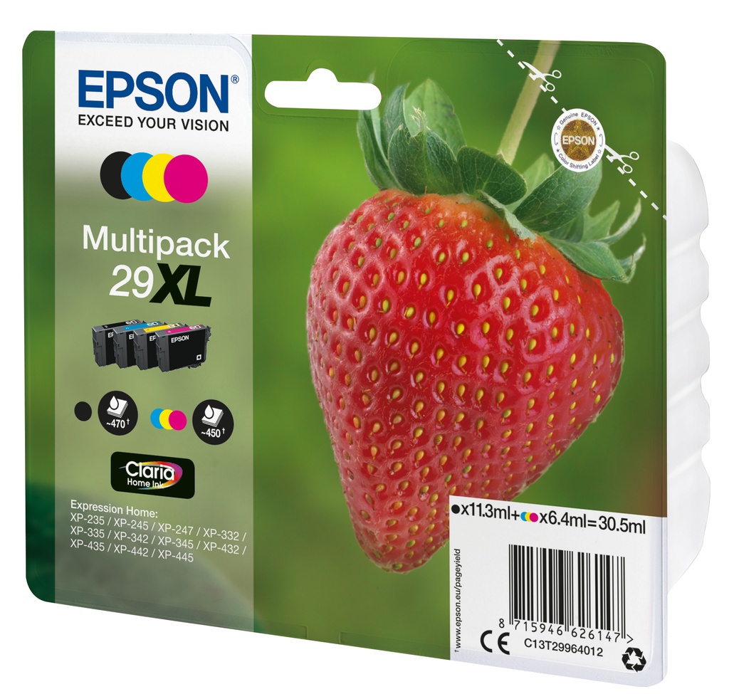 [C13T29964012] Epson Strawberry Multipack Fragole 4 colori Inchiostri Claria Home 29XL