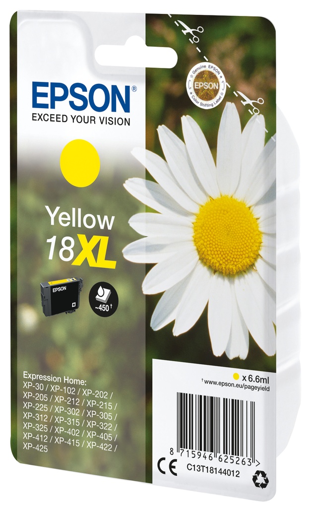 [C13T18144012] Epson Daisy Cartuccia Margherita Giallo Inchiostri Claria Home 18XL