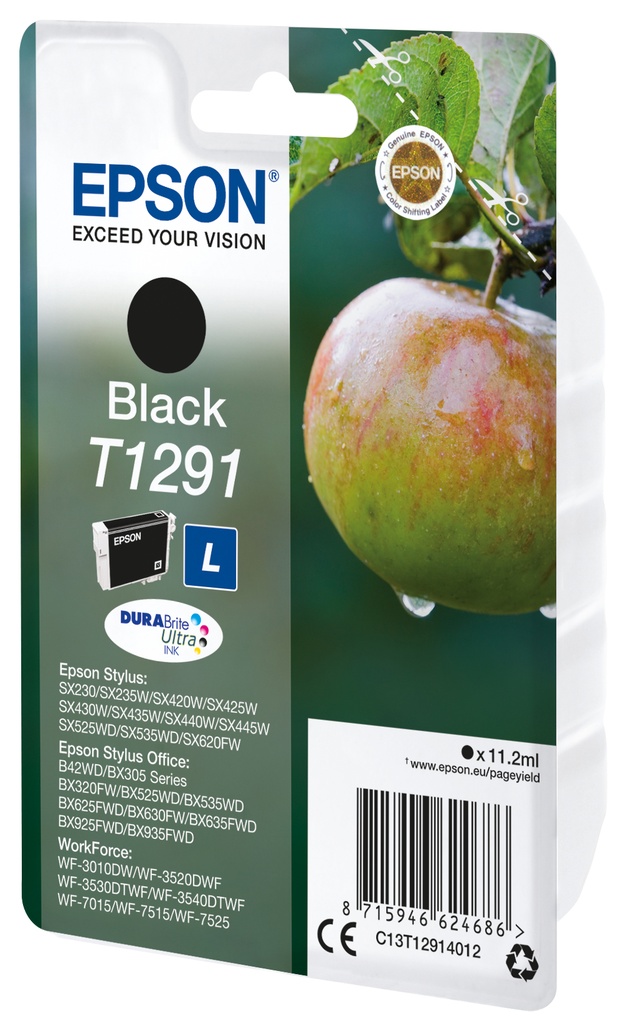 [C13T12914012] Epson Apple Inchiostro nero singolo DURABrite Ultra Mela T1291