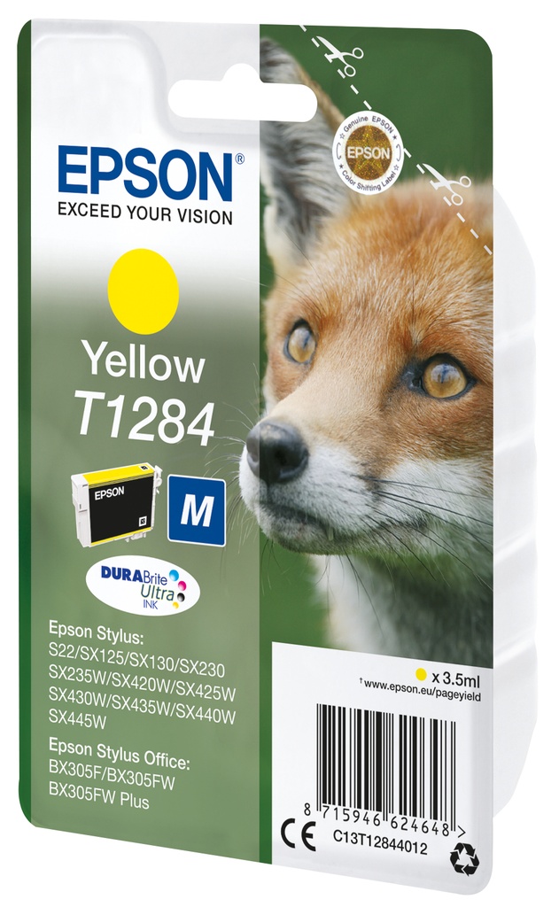 [C13T12844012] Epson Fox Inchiostro giallo singolo DURABrite Ultra Volpe T1284