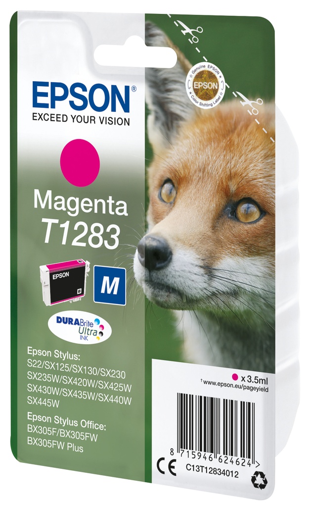 [C13T12834012] Epson Fox Inchiostro magenta singolo DURABrite Ultra Volpe T1283