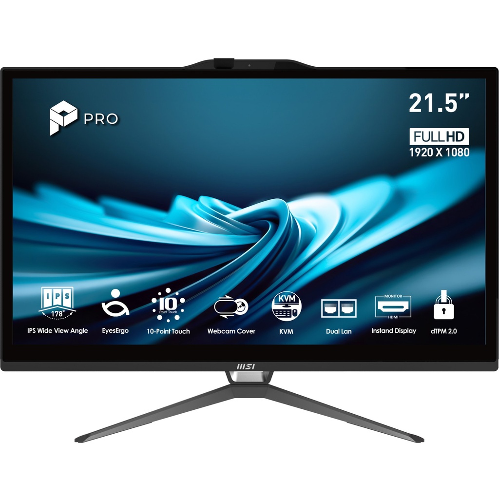 [9S6-AC0151-613] MSI Pro AP222T 14MA-613EU Intel® Core™ i3 i3-14100 54,6 cm (21.5") 1920 x 1080 Pixel Touch screen PC All-in-one 8 GB DDR4-SDRAM 512 GB SSD Windows 11 Home Wi-Fi 5 (802.11ac) Nero