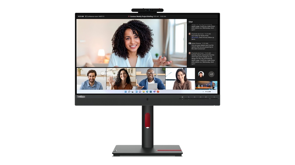 Monitor Lenovo ThinkVision T24mv-30 24'' Full HD IPS HDMI DisplayPort USB-C Pivot Webcam LED Nero