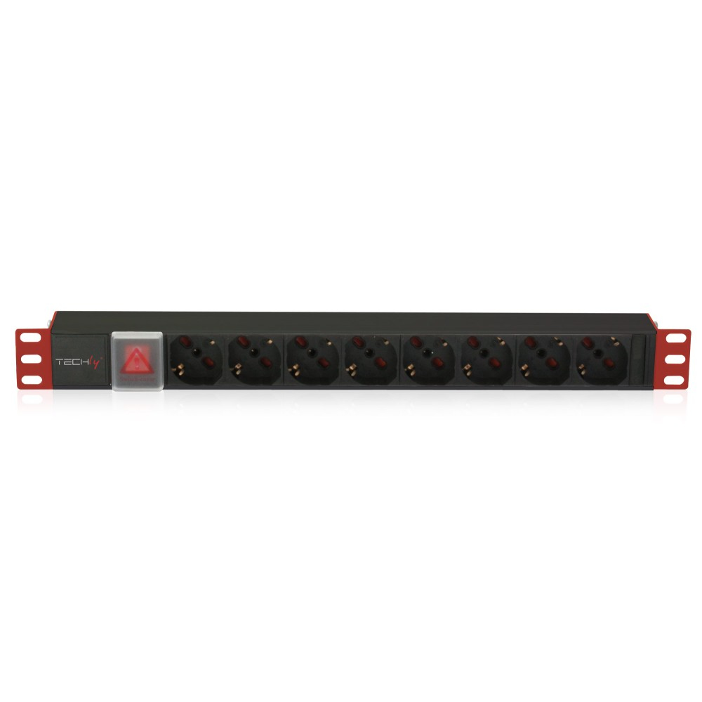 Techly Multipresa 8 Posti da Rack 19" Connettore C14 con Interruttore 1 HE 1HE I-CASE STRIP-81V