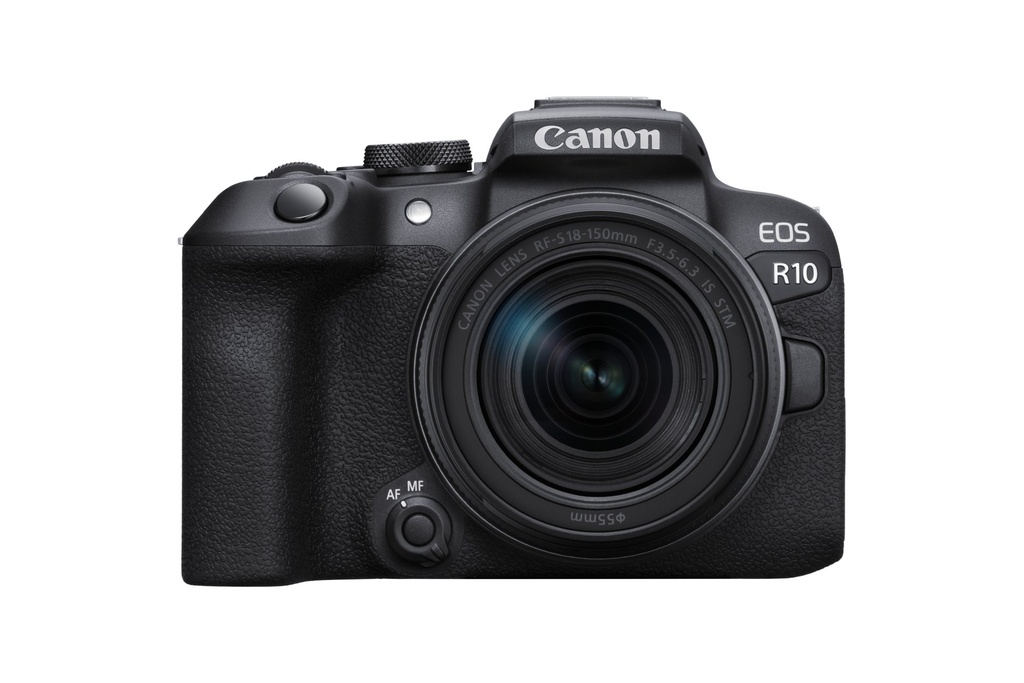 [RF-S 18-150mm] Canon EOS R10 APS-C mirrorless nera + 18-150mm IS STM (24,2 Mp, - fino a 23 fps, DIGIC X, video 4K UHD fino 60p, Dual Pixel CMOS Auto Focus II, Display touchscreen orientabile da 7,5 cm, Wi-Fi, BT)