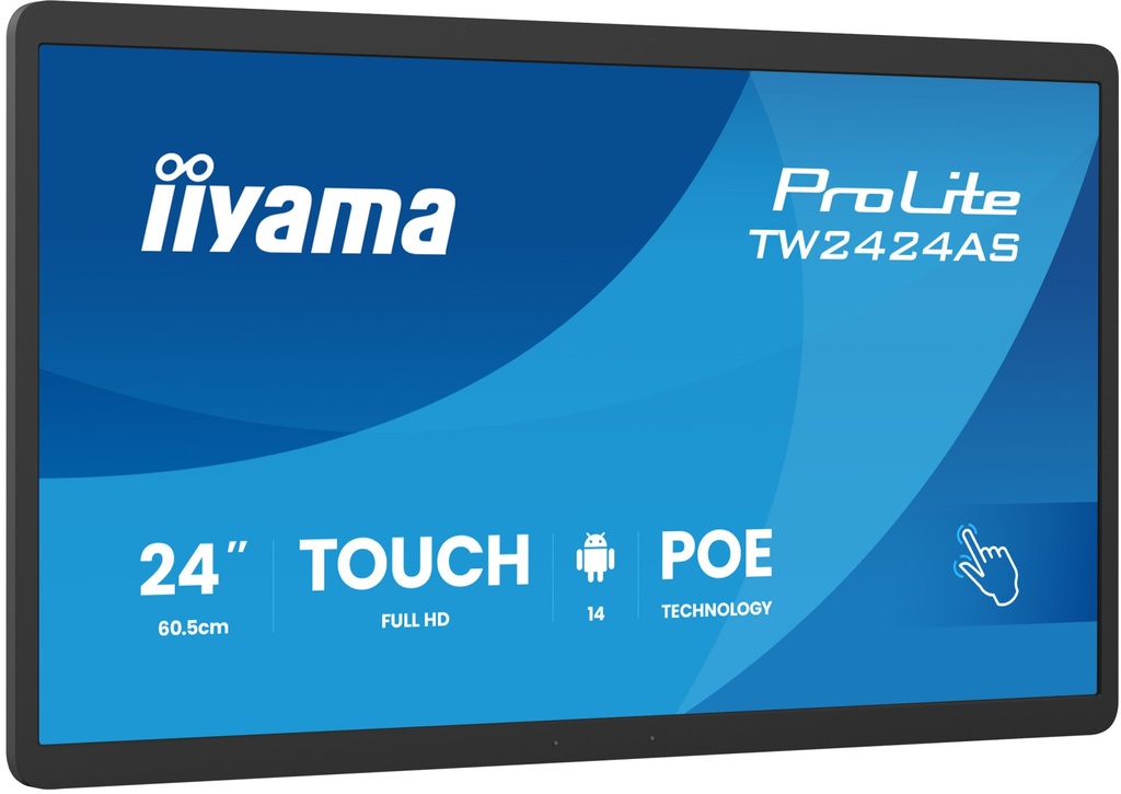 [TW2424AS-B3P] iiyama TW2424AS-B3P visualizzatore di messaggi Pannello piatto interattivo 60,5 cm (23.8") Wi-Fi 450 cd/m² Full HD Nero Touch screen Processore integrato Android 24/7