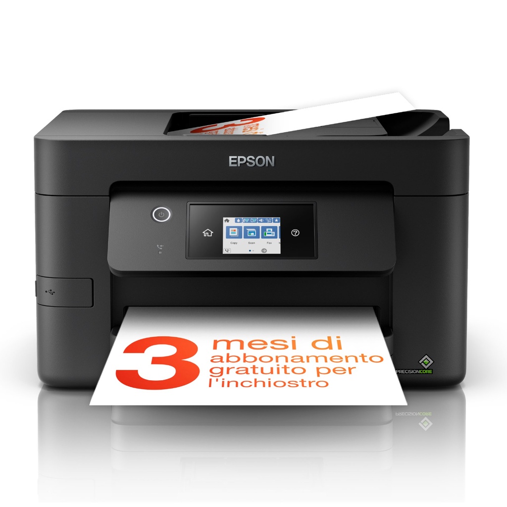 [C11CJ07404] Epson WorkForce Pro WF-3825DWF, stampante multifunzione A4 getto d'inchiostro (stampa, scansione, copia), Display LCD 6.8cm, WiFi Direct, 3 mesi inchiostro incluso con ReadyPrint