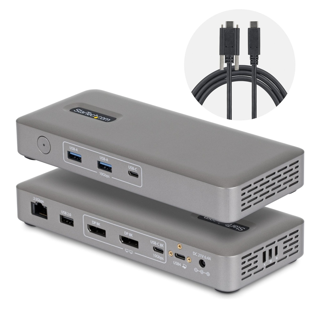 [208UE-USB4-DOCK] StarTech.com Docking Station USB4, Doppio Monitor 4K senza Driver per macOS e Windows, Dock USB-C Universale con Power Delivery da 100W per Laptop, Ethernet 2,5GbE