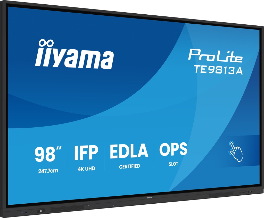 iiyama TE9813A-B2AG visualizzatore di messaggi Design chiosco 2,48 m (97.5") Wi-Fi 500 cd/m² 4K Ultra HD Nero Touch screen Processore integrato Android 24/7